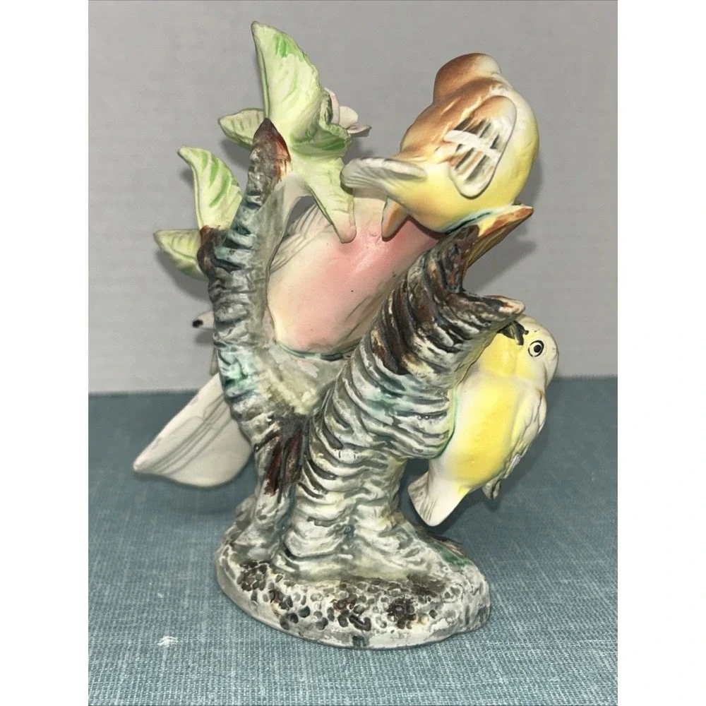 Vintage Enesco Japan Porcelain Figurine Oriole Birds on Floral Branch